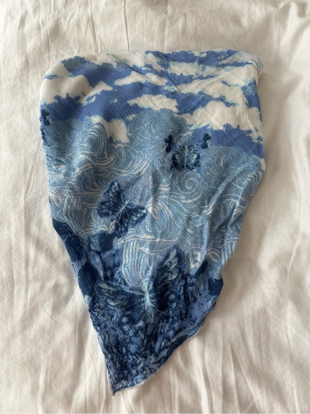 Free People Blue Wave-Print Bandana Top